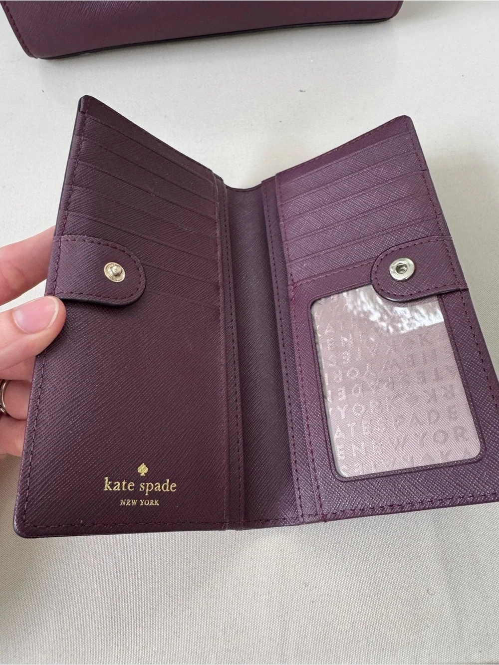 kate spade Plum Saffiano Dome Satchel with Matching Wallet